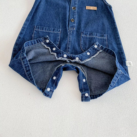2 pc Baby Boy Denim Romper w/ Hat