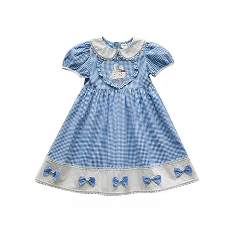Girls Gingham Plaid Ducklings Heart Dress