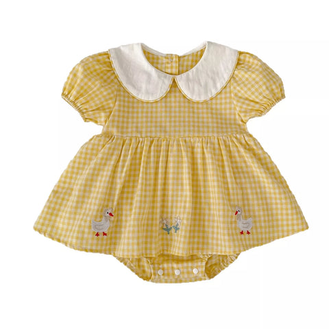 Baby Girl Gingham Duck Bodysuit Dress