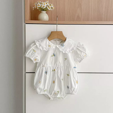 Girls Flower Daisy Embroidered Bodysuit Dress