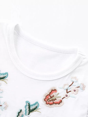 Girls Butterfly Embroidered T-shirt Dress