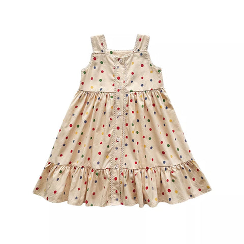 Girls Whimsical Polka Dot Sun Dress
