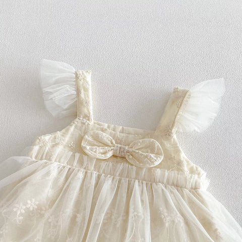 Baby Girl Bow Sheer Skirt  Bodysuit Dress