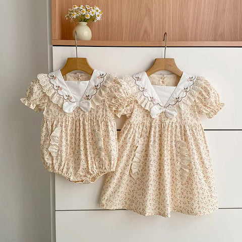 Girls Sailor Collar Style Vintage Bodysuit or Dress