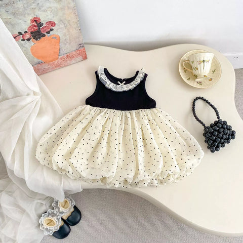 Girls Ruffle Dots Bubble Skirt Dress