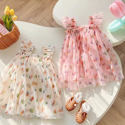Girls Heart Tulle Dress