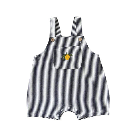 Baby Stripe Lemon Embroidered Overalls