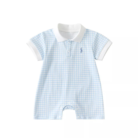 Baby Boy Gingham Polo Romper