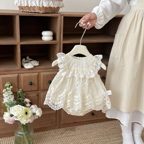 Baby Girl Scallop Lace Bodysuit Dress