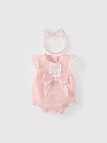 2 Pc Baby Girl Bow Chic Bodysuit