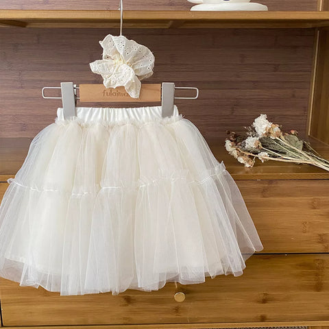 Girls Ivory Tutu Bow Detail Skirt