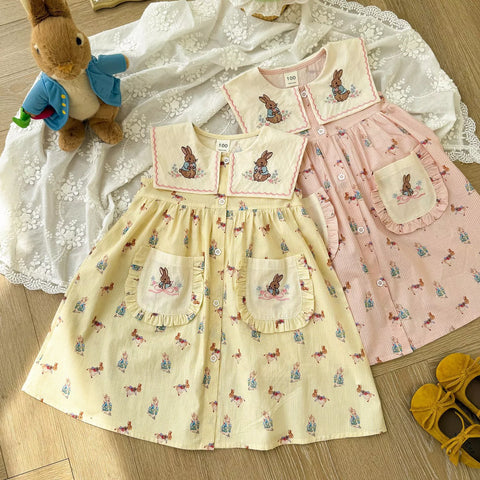 Girls Bunny Vintage Style Dress