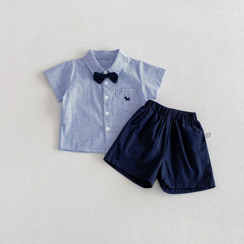 2 Pc Boys Bow Tie Shirt & Short Set