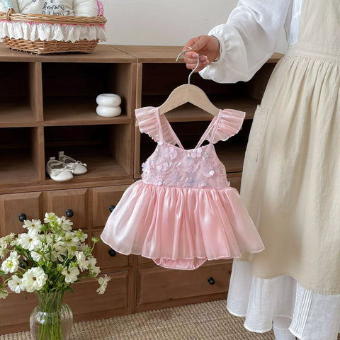 Baby Girl Flutter Sleeve Sateen Party Dress