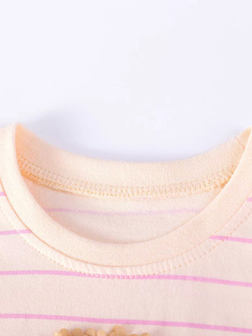 Girls Rainbow & Stripes Pattern Tee Shirt Dress