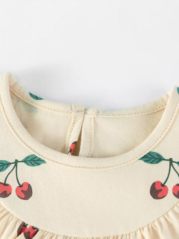 Girls Ruffler Tiered Cherry Print Dress