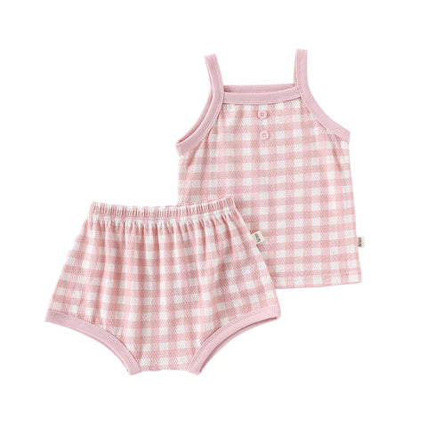 2 Pc Baby Girl Summer Gingham Tank Set