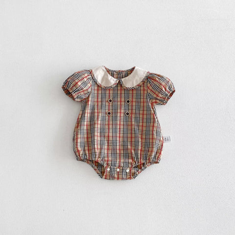 Baby Girl Plaid Peter Pan Collar Bodysuit