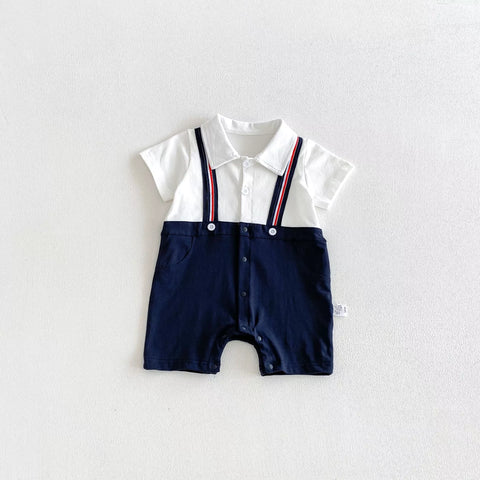 2 in 1  Baby Boy Suspender Overall Romper
