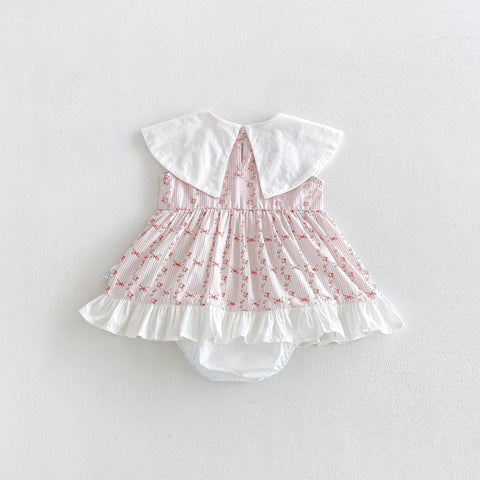 Baby Girl Circle Collar Flower Emb Dress