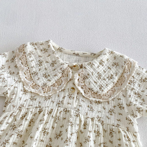 2 pc Baby Girl Floral Print Bodysuit w/ Bonnet Hat