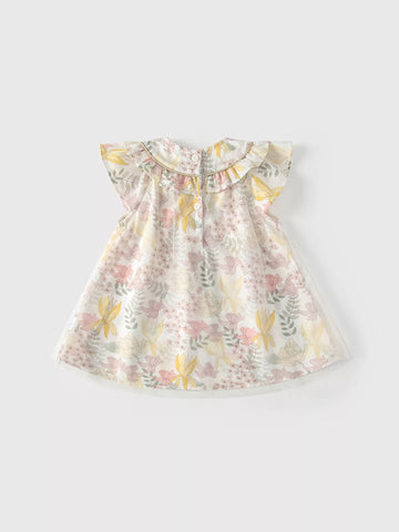 Girls Round Collar Floral Gardenia Dress