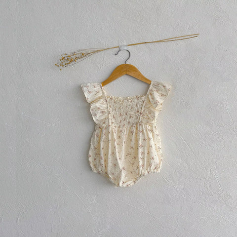 2 pc Baby Girl Floral Dots Bodysuit w/ Bonnet Hat