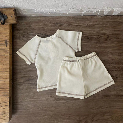 2 Pc Baby Boys Waffle Knit Set