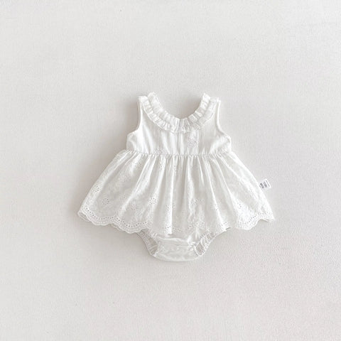 Baby Girls Bow Back Crochet Lace Dress