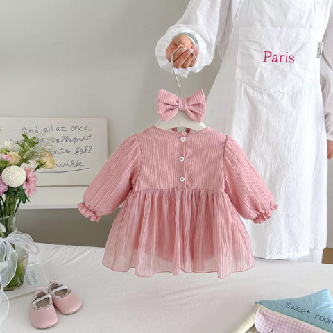 2 Pc Autumn Mini Pleat Bow Dress