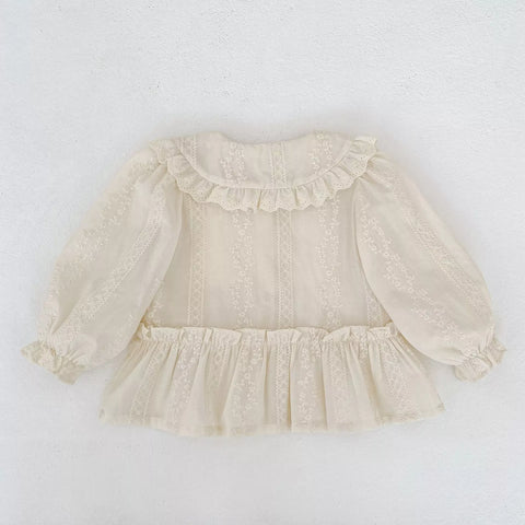 Girl Vintage Embroidered Ruffle Collar Blouse