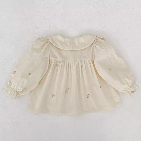 Baby Girl Floral Embroidered Ruffle Collar Blouse