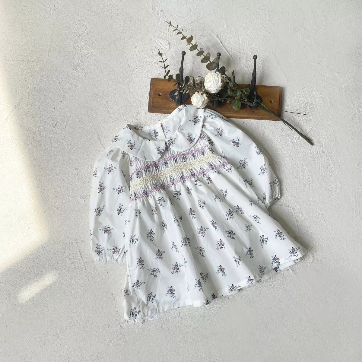 Baby Girl Floral Smocked Peter Pan Collar Dress