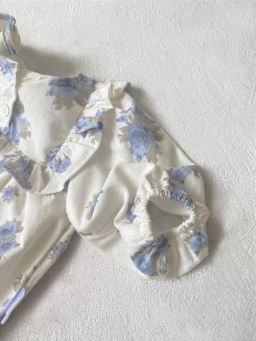 Baby Girl Floral Print Square Bib Bodysuit