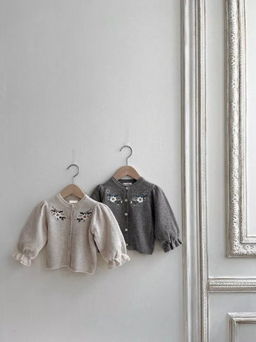 Baby Girl Flower Embroidered Knitted Cardigan