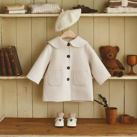 Baby Girls Peter Pan Collar Button-Up Wool Coat