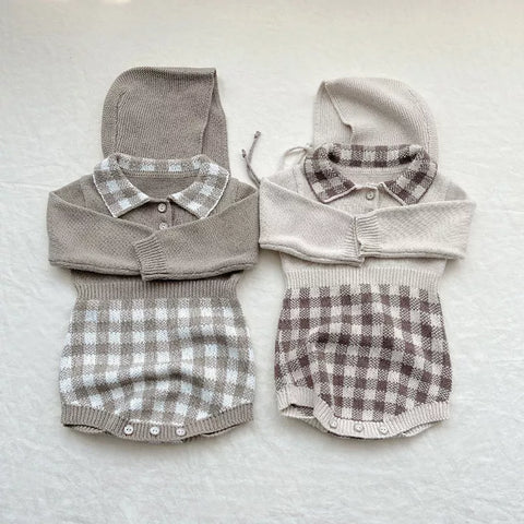 Baby Girl Knit Gingham Polo Bodysuit