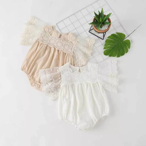 Baby Girl Crochet Lace Winged Bodysuit
