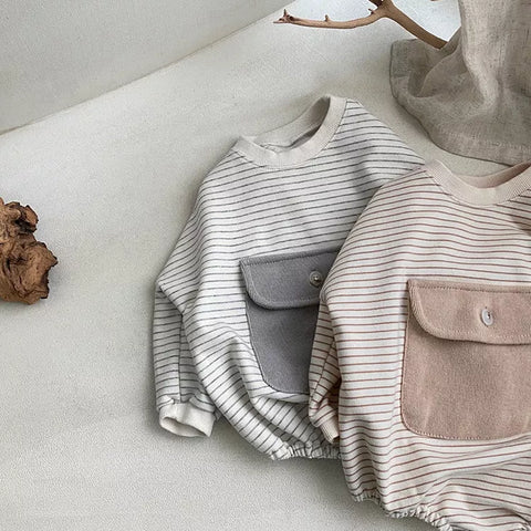 Baby Boy Large Pocket Stripe Bodysuit