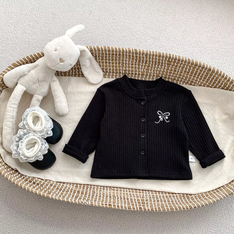 2 Pc Baby Girl Ribbed Knit Cardigan & Flare Pants Set