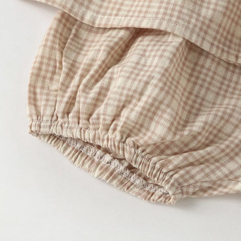 Baby Girl Plaid Peplum Shirt & Shorts Set