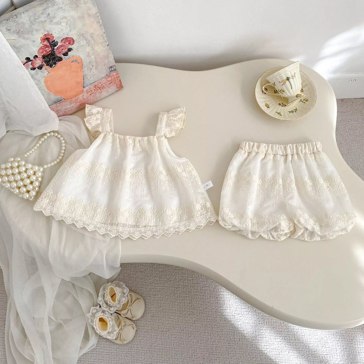 2 pc Girls Boho Bubble Shorts Set