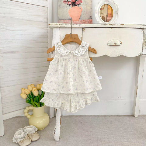 2 Pc Girls Romantic Boho Floral Print Set