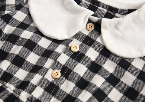 Baby Girl Buffalo Plaid Peter Pan Collar Bodysuit