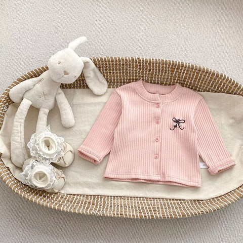 2 Pc Baby Girl Ribbed Knit Cardigan & Flare Pants Set