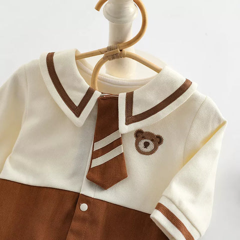 Baby Girl Boy Uniform Style Bear Bodysuit Romper