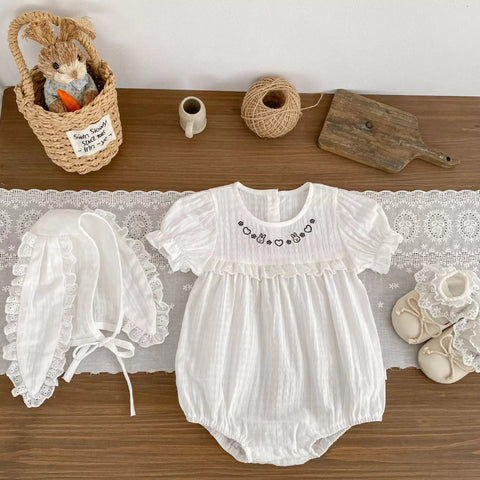 2 Baby Girl Ruffle Bunny Bodysuit and Ears Set
