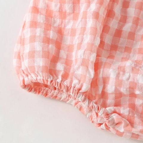 2 Pc Baby Girl Gingham Plaid Sailor Collar Set
