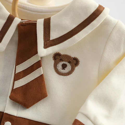 Baby Girl Boy Uniform Style Bear Bodysuit Romper