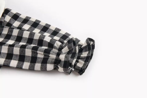 Baby Girl Buffalo Plaid Peter Pan Collar Bodysuit